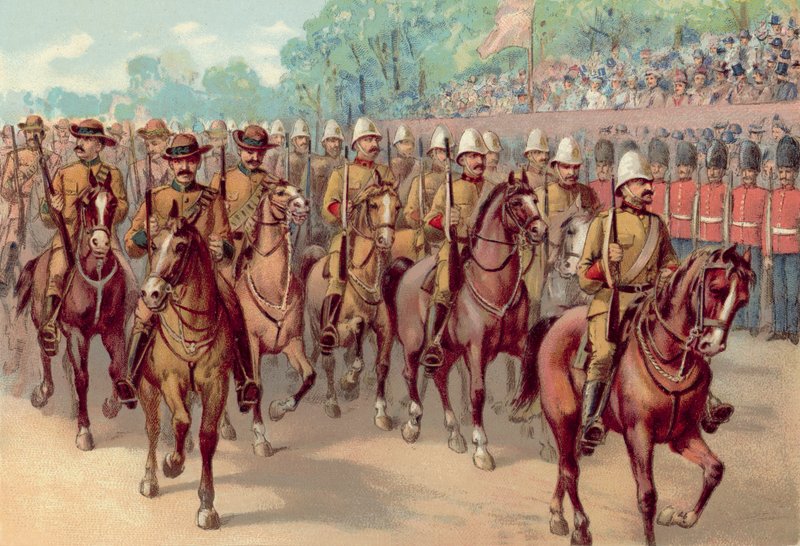 اليوبيل الماسي للملكة فيكتوريا عام 1897 ، الكاب والبنادق الكندية تمر بتلة الدستور (كروموليثو) بواسطة مدرسة اللغة الإنجليزية