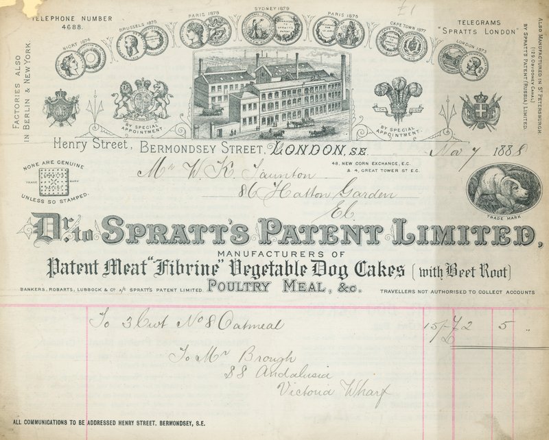 إيصال للدكتور Spratts Patent Limited بواسطة مدرسة اللغة الإنجليزية