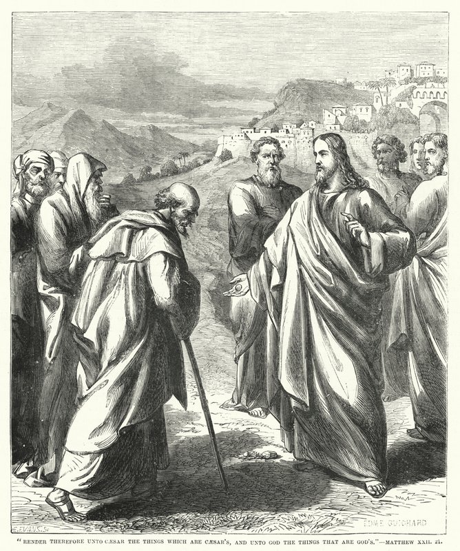 لذا أعط لقيصر ما لقيصر ولله ما هو لله ، متى 22 ، 21 (نقش) بواسطة مدرسة اللغة الإنجليزية