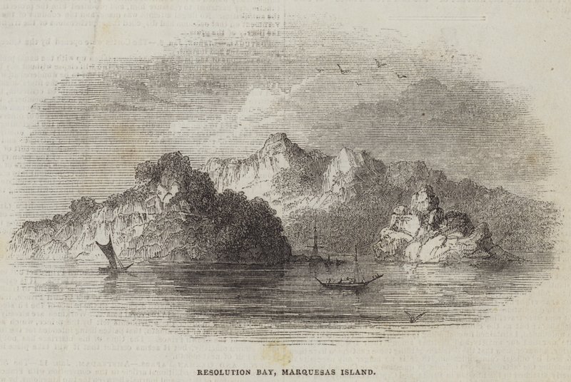 Resolution Bay ، جزيرة Marquesas (نقش) بواسطة مدرسة اللغة الإنجليزية