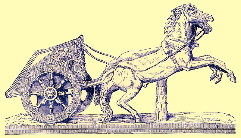 عربة سباق رومانية ، رسم توضيحي من Cassells Illustrated History History بقلم إدوارد أولييه ، نُشر عام 1890 (صورة محسنة رقميًا) بواسطة مدرسة اللغة الإنجليزية