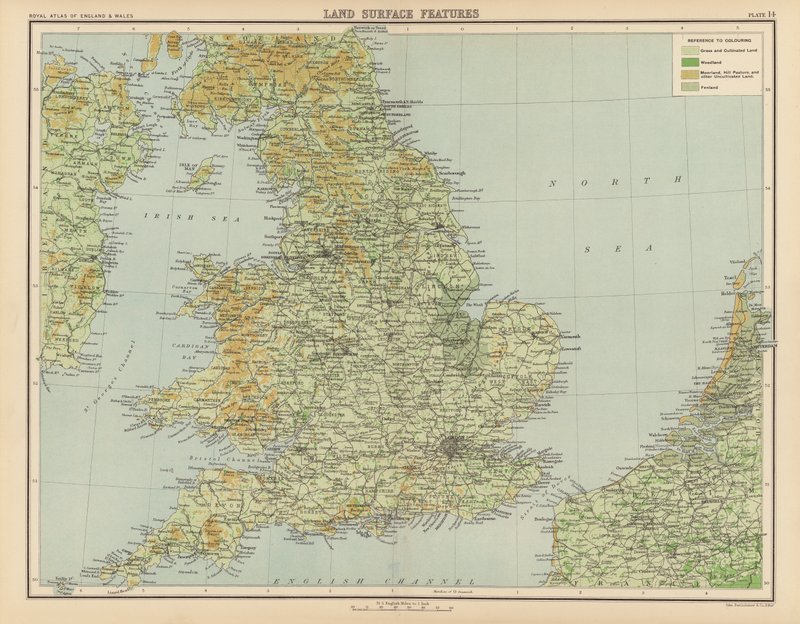 Royal Atlas، c 1900: ميزات سطح الأرض (حجر ملون) بواسطة مدرسة اللغة الإنجليزية