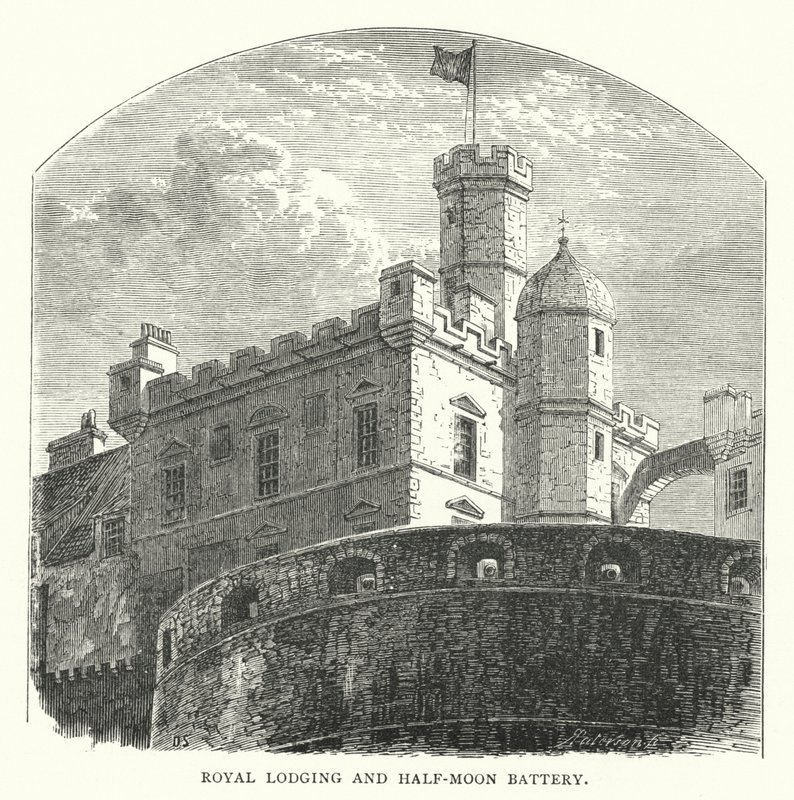 Royal Lodging and Half-Moon Battery (engraving) بواسطة مدرسة اللغة الإنجليزية