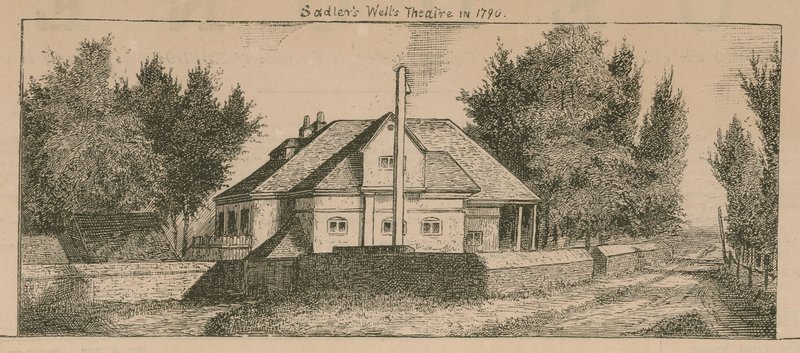 مسرح سادلرز ويلز عام 1790 بواسطة مدرسة اللغة الإنجليزية