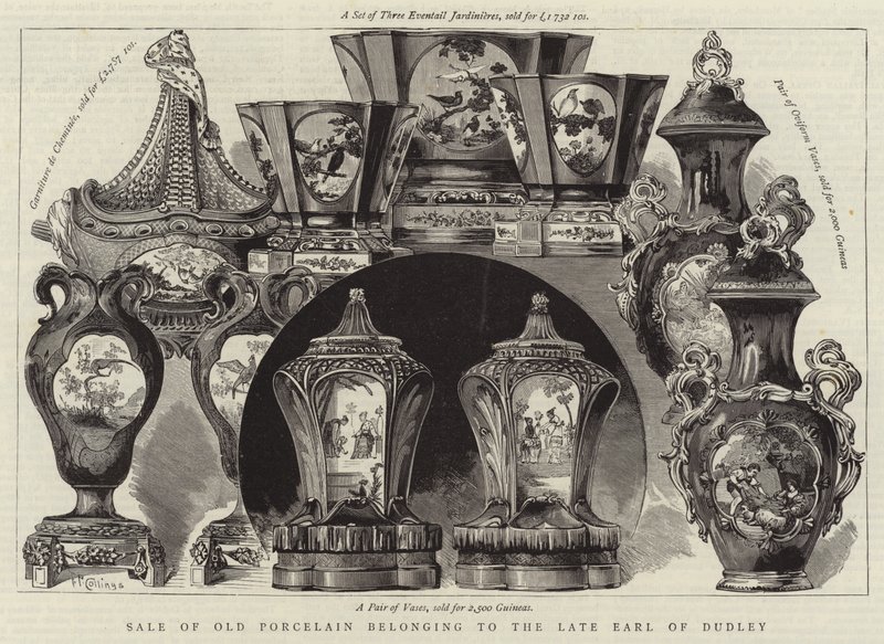 Sale of Old Porcelain belonging to the Late Earl of Dudley (engraving) بواسطة مدرسة اللغة الإنجليزية
