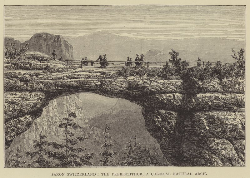Saxon Switzerland ، The Prebischthor ، قوس طبيعي ضخم (نقش) بواسطة مدرسة اللغة الإنجليزية