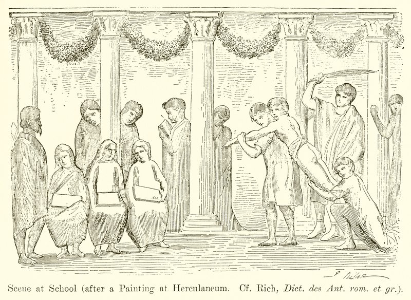مشهد في المدرسة (بعد رسم في Herculaneum. راجع ريتش ، ديكت. des Ant. rom. et gr.) بواسطة مدرسة اللغة الإنجليزية