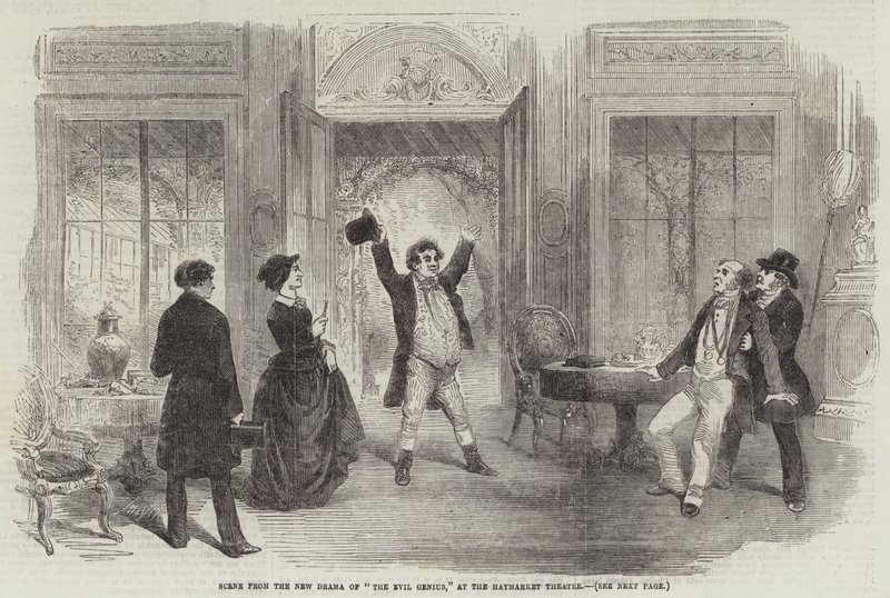 Scene from the New Drama of "The Evil Genius," at the Haymarket Theatre (engraving) بواسطة مدرسة اللغة الإنجليزية