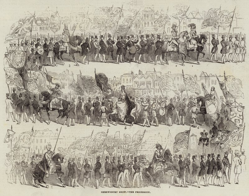 Shrewsbury Show, the Procession (engraving) بواسطة مدرسة اللغة الإنجليزية