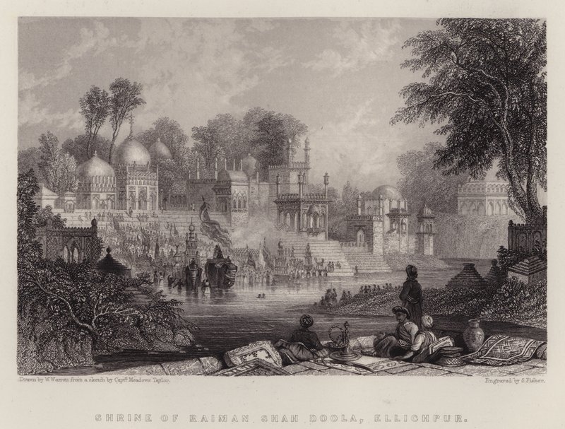 Shrine of Raiman Shah Doola, Ellichpur (colour litho) بواسطة مدرسة اللغة الإنجليزية