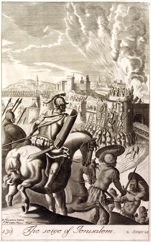 Siege of Jerusalem by Nebuchadnezzar II of Babylon, 597 BC (engraving) بواسطة مدرسة اللغة الإنجليزية