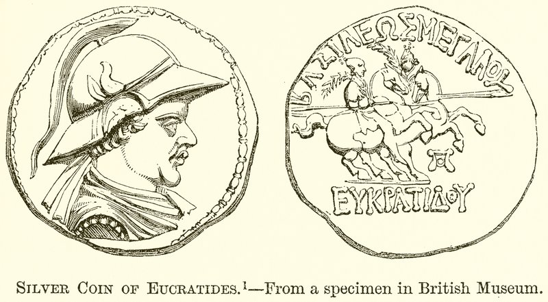 عملة فضية من Eucratides بواسطة مدرسة اللغة الإنجليزية