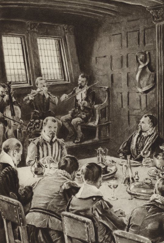 السير فرانسيس دريك ، تناول الطعام على The Golden Hind على صوت الكمان بواسطة مدرسة اللغة الإنجليزية