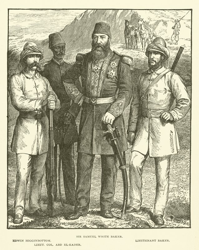 Sir Samuel White Baker, Edwin Higginbottom, Lieutenant Baker, Lieut Col Abd El-Kader (engraving) بواسطة مدرسة اللغة الإنجليزية