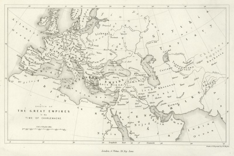 رسم تخطيطي للإمبراطوريات العظيمة في زمن شارلمان بواسطة مدرسة اللغة الإنجليزية