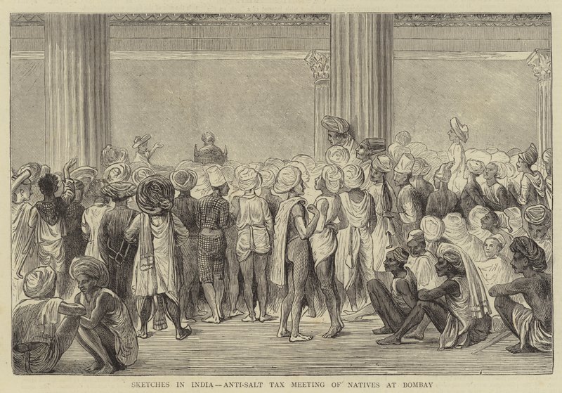 Sketches in India, Anti-Salt Tax Meeting of Natives at Bombay (engraving) بواسطة مدرسة اللغة الإنجليزية