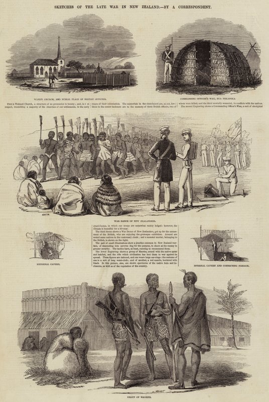 Sketches of the Late War in New Zealand (engraving) بواسطة مدرسة اللغة الإنجليزية