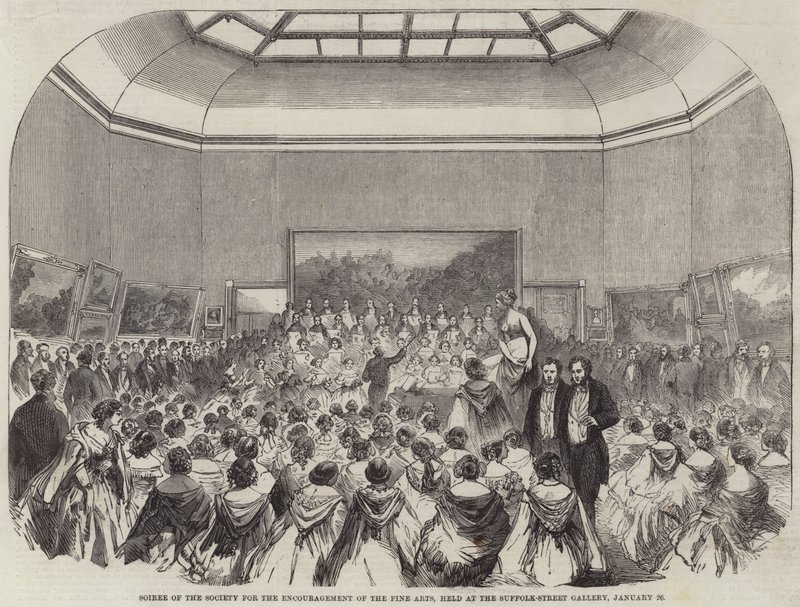 Soiree of the Society for the Encouragement of the Fine Arts, held at the Suffolk-Street Gallery, 26 January (engraving) بواسطة مدرسة اللغة الإنجليزية