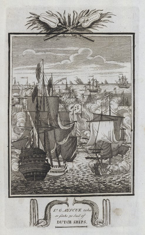 Sr G Ayscue takes or sinks 30 Sail of Dutch Ships (engraving) بواسطة مدرسة اللغة الإنجليزية