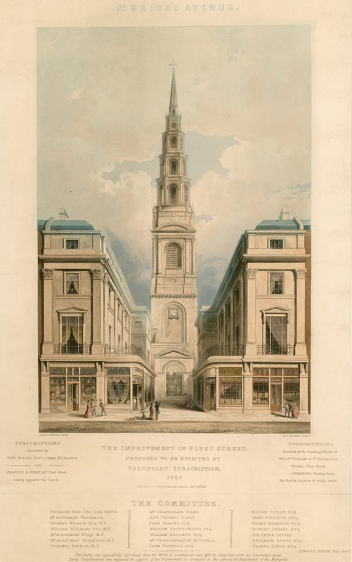 شارع سانت برايدز. اقترح أن يتم التحسين في شارع فليت ، لندن ، بالاشتراك الطوعي ، 1825 بواسطة مدرسة اللغة الإنجليزية