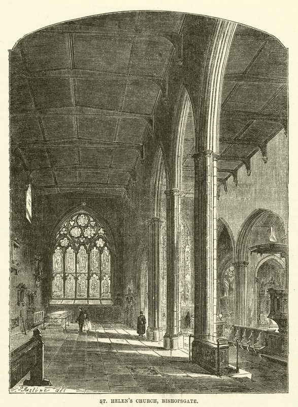 كنيسة سانت هيلين ، Bishopsgate (نقش) بواسطة مدرسة اللغة الإنجليزية
