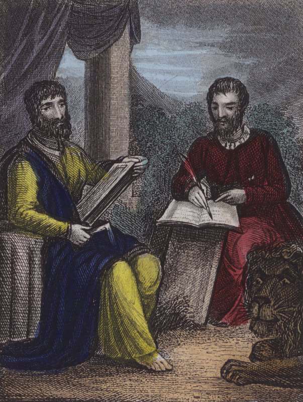 سانت ماثيو ، سانت مارك (نقش ملون) بواسطة مدرسة اللغة الإنجليزية