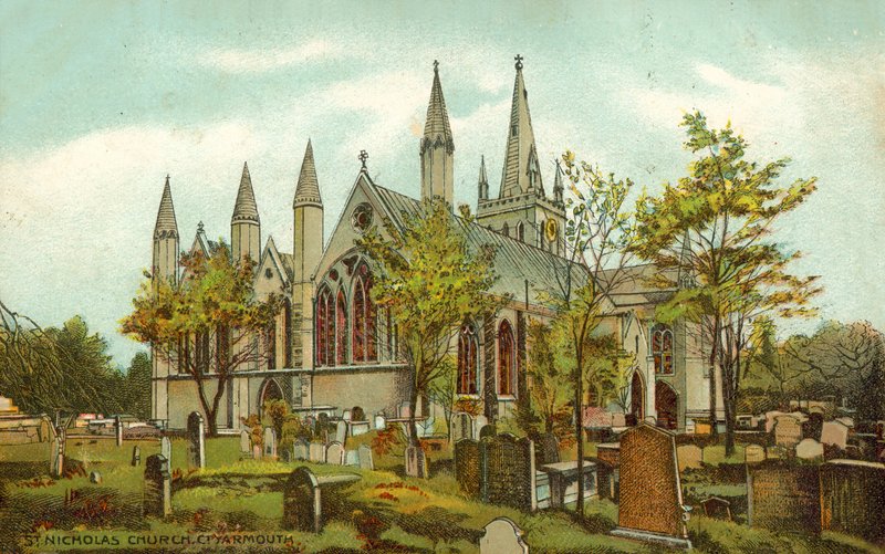 St Nicholas Church, Great Yarmouth (colour litho) بواسطة مدرسة اللغة الإنجليزية