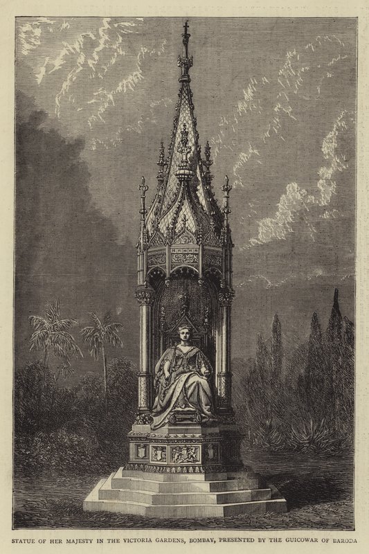 Statue of Her Majesty in the Victoria Gardens, Bombay, presented by the Guicowar of Baroda (engraving) بواسطة مدرسة اللغة الإنجليزية