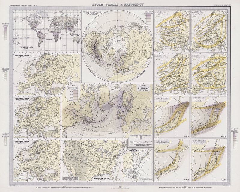 Storm Tracks and Frequency (colour litho) بواسطة مدرسة اللغة الإنجليزية