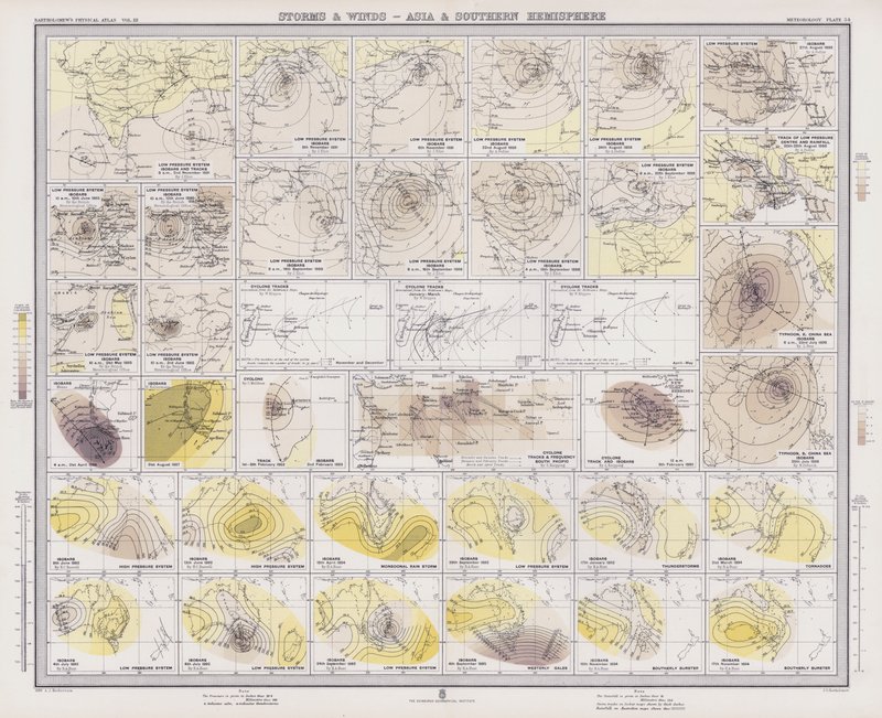 Storm and Winds, Asia and Southern Hemisphere (colour litho) بواسطة مدرسة اللغة الإنجليزية