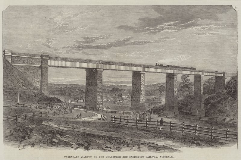Tarradale Viaduct ، على سكة حديد ملبورن وساندهيرست ، أستراليا (نقش) بواسطة مدرسة اللغة الإنجليزية