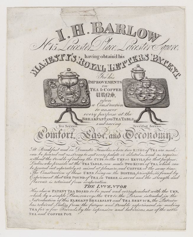 صانعات جرة الشاي ، IH Barlow ، بطاقة تجارية بواسطة مدرسة اللغة الإنجليزية