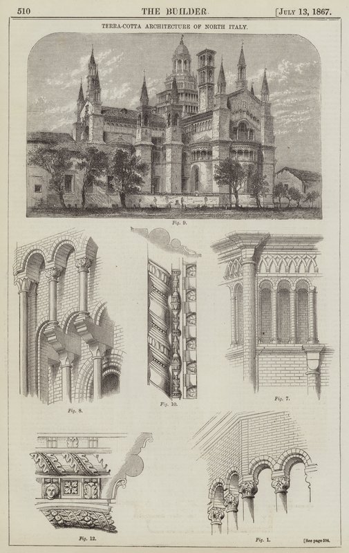 العمارة Terra-Cotta لشمال إيطاليا (نقش) بواسطة مدرسة اللغة الإنجليزية
