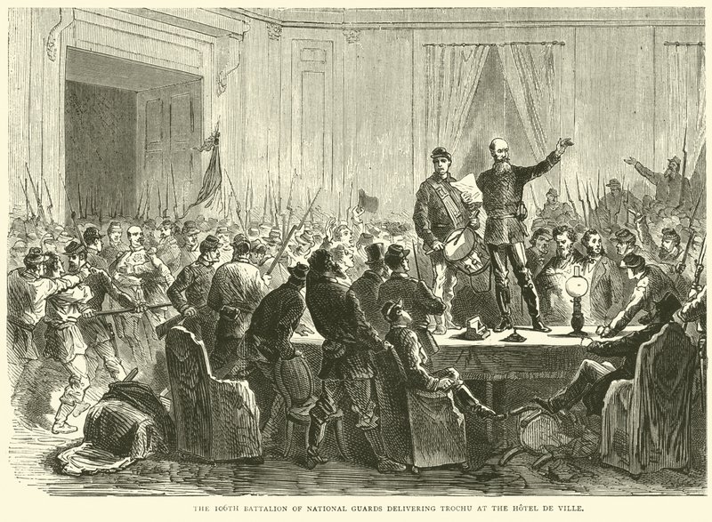 الكتيبة 106 من الحرس الوطني الذين يسلمون Trochu في فندق de Ville ، أكتوبر 1870 بواسطة مدرسة اللغة الإنجليزية