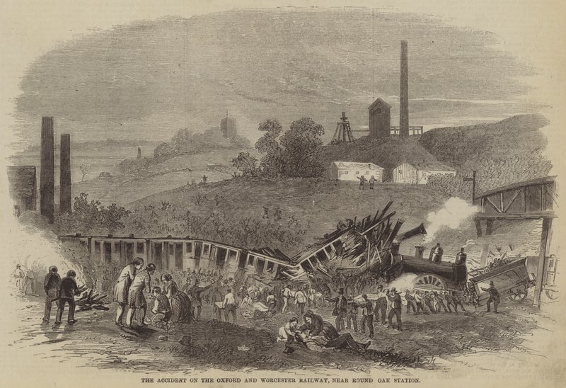 The Accident on the Oxford and Worcester Railway, near Round Oak Station (engraving) بواسطة مدرسة اللغة الإنجليزية