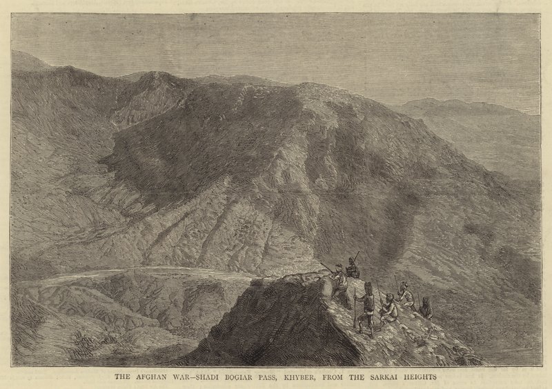 The Afghan War, Shadi Bogiar Pass, Khyber, from the Sarkai Heights (engraving) بواسطة مدرسة اللغة الإنجليزية