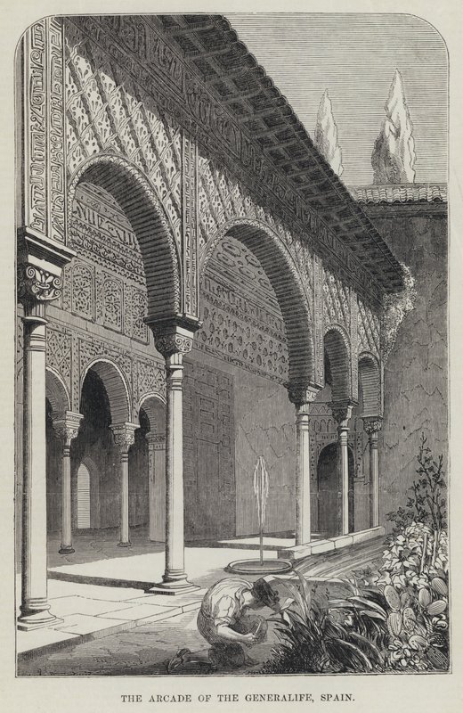 The Arcade of the Generalife ، إسبانيا (نقش) بواسطة مدرسة اللغة الإنجليزية