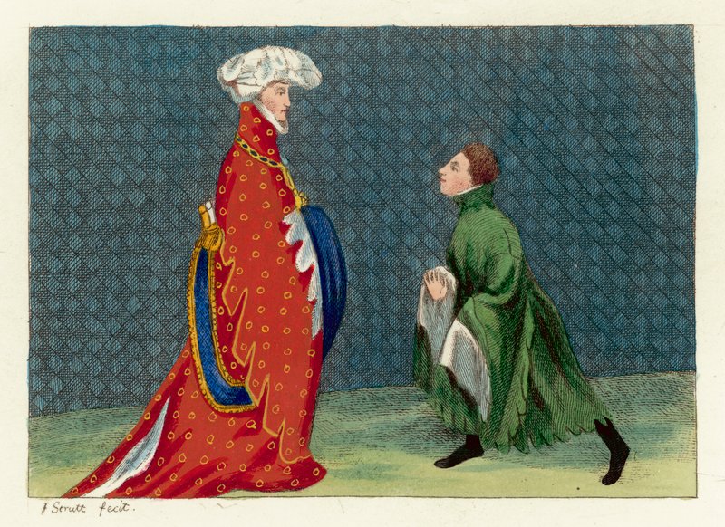 المؤلف يعرب عن احترامه لـ Gascoigne Knight (نقش ملون) بواسطة مدرسة اللغة الإنجليزية