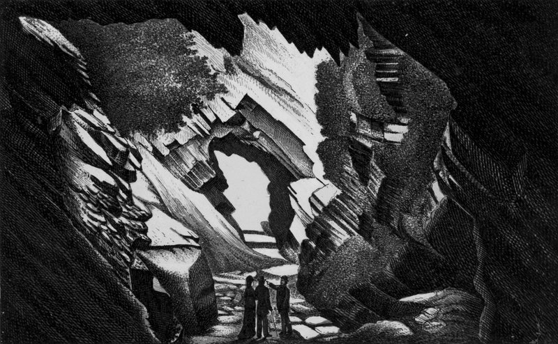 The Briary Cave, Watermouth (litho) بواسطة مدرسة اللغة الإنجليزية