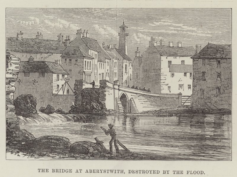 الجسر في Aberystwith ، الذي دمره الطوفان (نقش) بواسطة مدرسة اللغة الإنجليزية