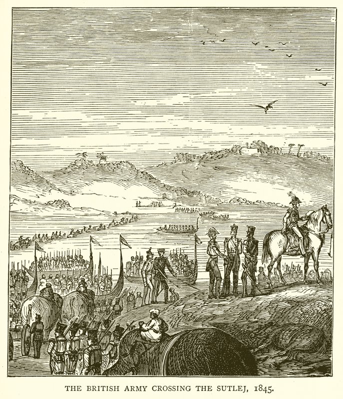 الجيش البريطاني يعبر Sutlej ، 1845 بواسطة مدرسة اللغة الإنجليزية