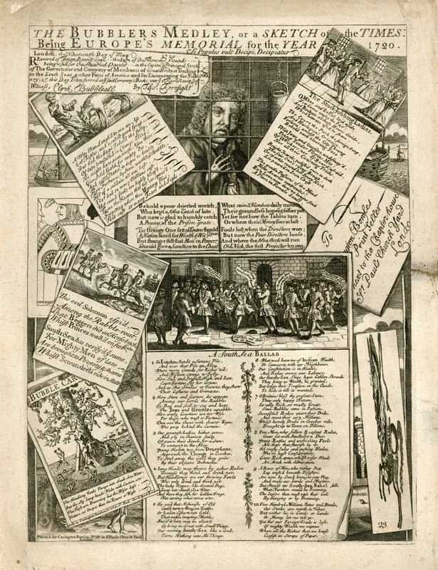 The Bubblers Medley أو Sketch of the Times ، Being Europes Memorial for the Year 1720 بواسطة مدرسة اللغة الإنجليزية