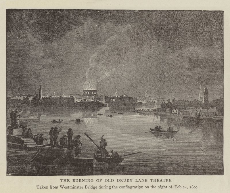 The Burning of Old Drury Lane Theatre (engraving) بواسطة مدرسة اللغة الإنجليزية