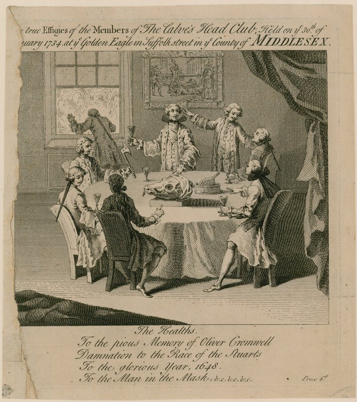 ال نادي العجول ، الذي عقد في 30 يناير 1734 في النسر الذهبي في شارع سوفولك بواسطة مدرسة اللغة الإنجليزية