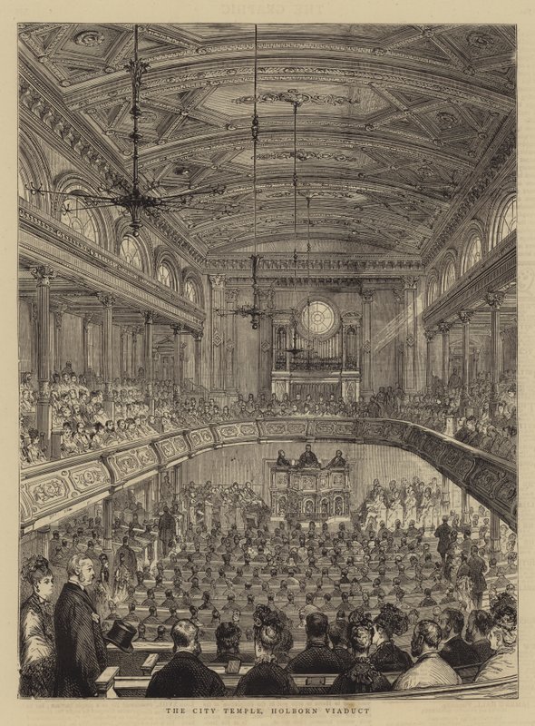 The City Temple, Holborn Viaduct (engraving) بواسطة مدرسة اللغة الإنجليزية