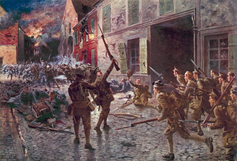 حراس Coldstream في Landrecies ، أغسطس 1914 بواسطة مدرسة اللغة الإنجليزية