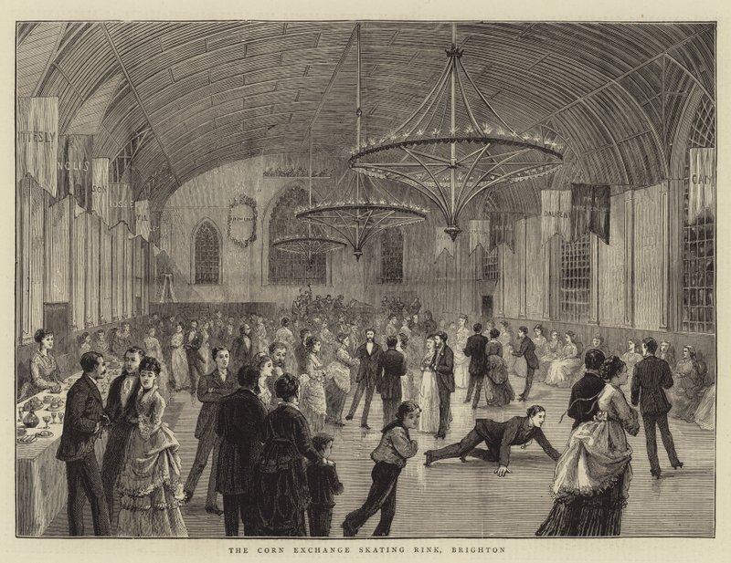 The Corn Exchange Skating Rink, Brighton (engraving) بواسطة مدرسة اللغة الإنجليزية