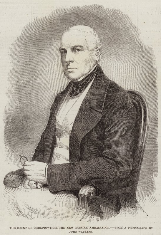 The Count de Chreptowitch, the New Russian Ambassador (engraving) بواسطة مدرسة اللغة الإنجليزية