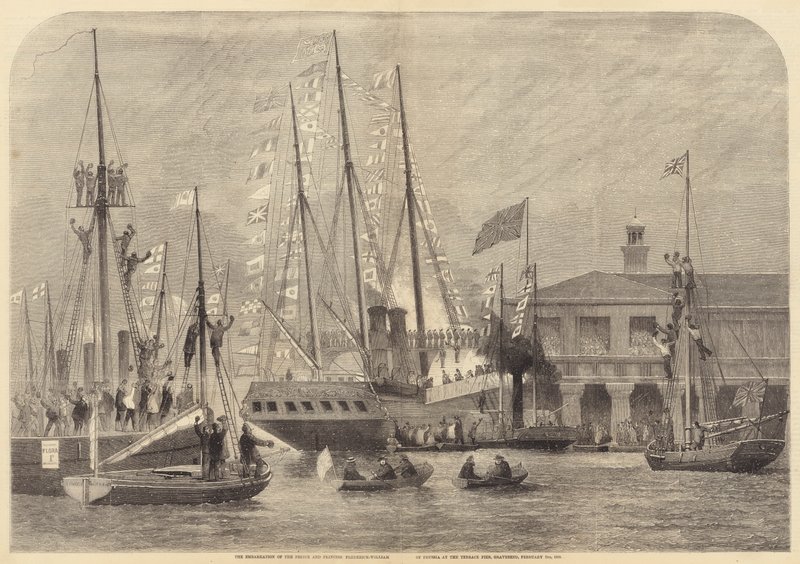 The Embarkation of the Prince and Princess Frederick-William of Prussia at the Terrace Pier  (engraving) بواسطة مدرسة اللغة الإنجليزية