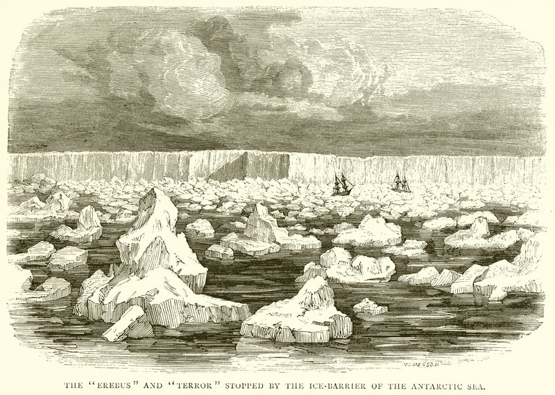تم إيقاف Erebus and Terror عند حاجز الجليد في بحر أنتاركتيكا بواسطة مدرسة اللغة الإنجليزية